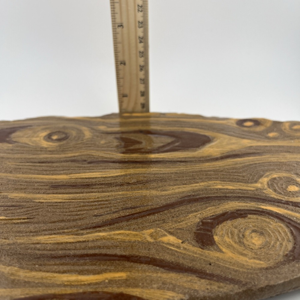 Studio Pottery Wood Pattern Platter, Signed, Cheese Or Charcuterie Ceramic Board - Picture 12 of 12